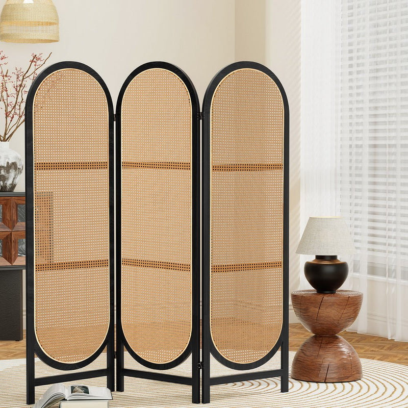 Artiss 3 Panel Room Divider Screen 151x180cm Rattan Brown - Furniture > Bedroom - Rivercity House & Home Co. (ABN 18 642 972 209) - Affordable Modern Furniture Australia