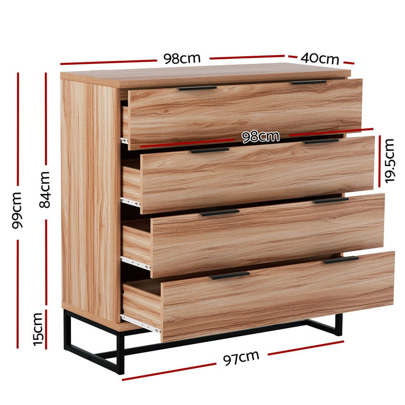 4 Drawer Lowboy Storage Dresser Rust Oak - Furniture > Bedroom - Rivercity House & Home Co. (ABN 18 642 972 209) - Affordable Modern Furniture Australia