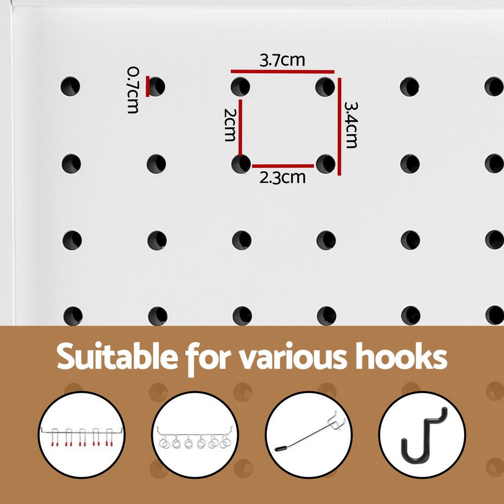 Artiss 4 Panel Room Divider Screen 164x170cm Pegboard White - Furniture > Bedroom - Rivercity House & Home Co. (ABN 18 642 972 209) - Affordable Modern Furniture Australia