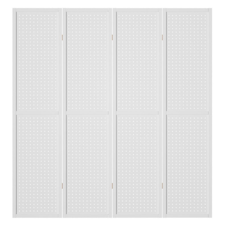 Artiss 4 Panel Room Divider Screen 164x170cm Pegboard White - Furniture > Bedroom - Rivercity House & Home Co. (ABN 18 642 972 209) - Affordable Modern Furniture Australia