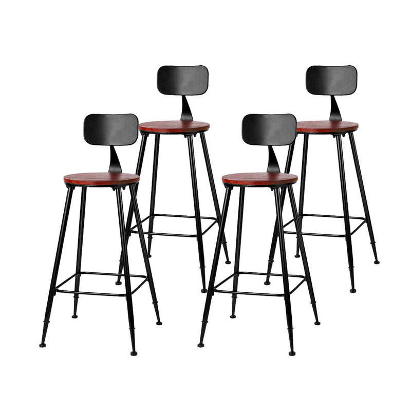 Set of 4 Alex Bar Stools Pinewood Metal - Black and Wood - Furniture > Bar Stools & Chairs - Rivercity House & Home Co. (ABN 18 642 972 209) - Affordable Modern Furniture Australia