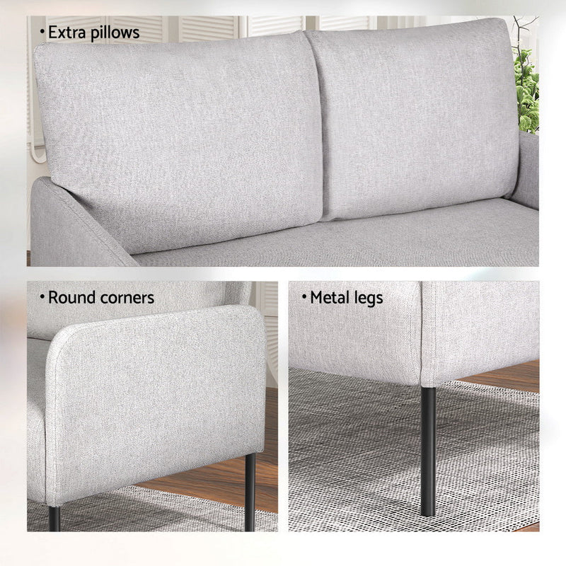 Kane 2 Seater Armchair Lounge Chair Grey Linen - Furniture > Bar Stools & Chairs - Rivercity House & Home Co. (ABN 18 642 972 209) - Affordable Modern Furniture Australia