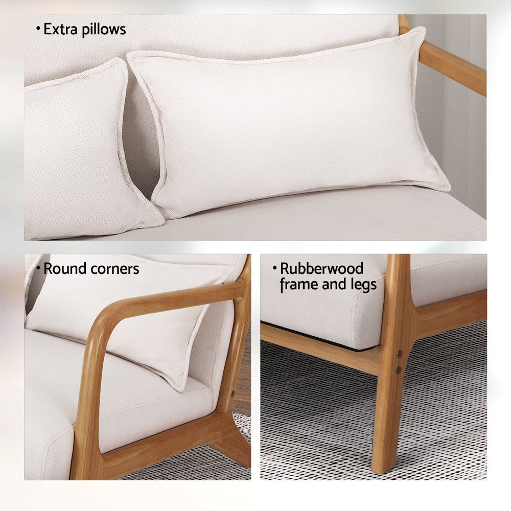 Armchair Lounge Loveseat Chair - Beige - Furniture > Bar Stools & Chairs - Rivercity House & Home Co. (ABN 18 642 972 209) - Affordable Modern Furniture Australia