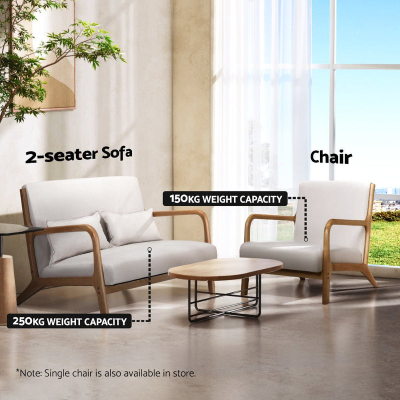 Armchair Lounge Loveseat Chair - Beige - Furniture > Bar Stools & Chairs - Rivercity House & Home Co. (ABN 18 642 972 209) - Affordable Modern Furniture Australia