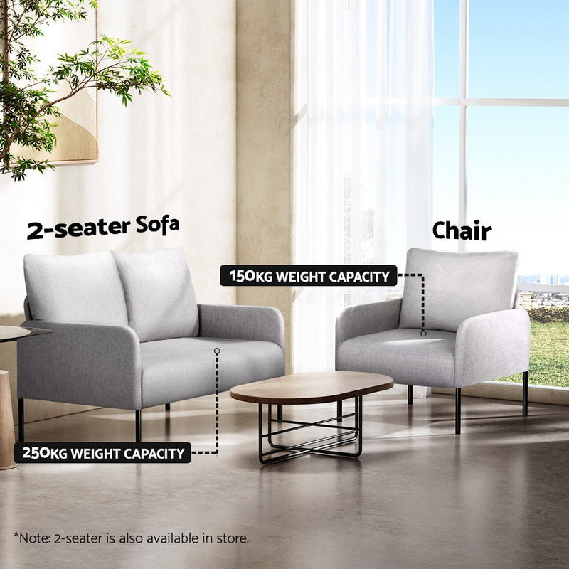 Artiss Armchair Lounge Chair Accent Chair Single Sofa Grey Linen Fabric - Furniture > Bar Stools & Chairs - Rivercity House & Home Co. (ABN 18 642 972 209)