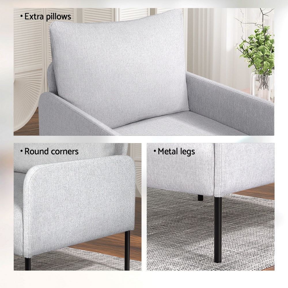Kane Armchair Lounge Chair Grey Linen - Furniture > Bar Stools & Chairs - Rivercity House & Home Co. (ABN 18 642 972 209) - Affordable Modern Furniture Australia