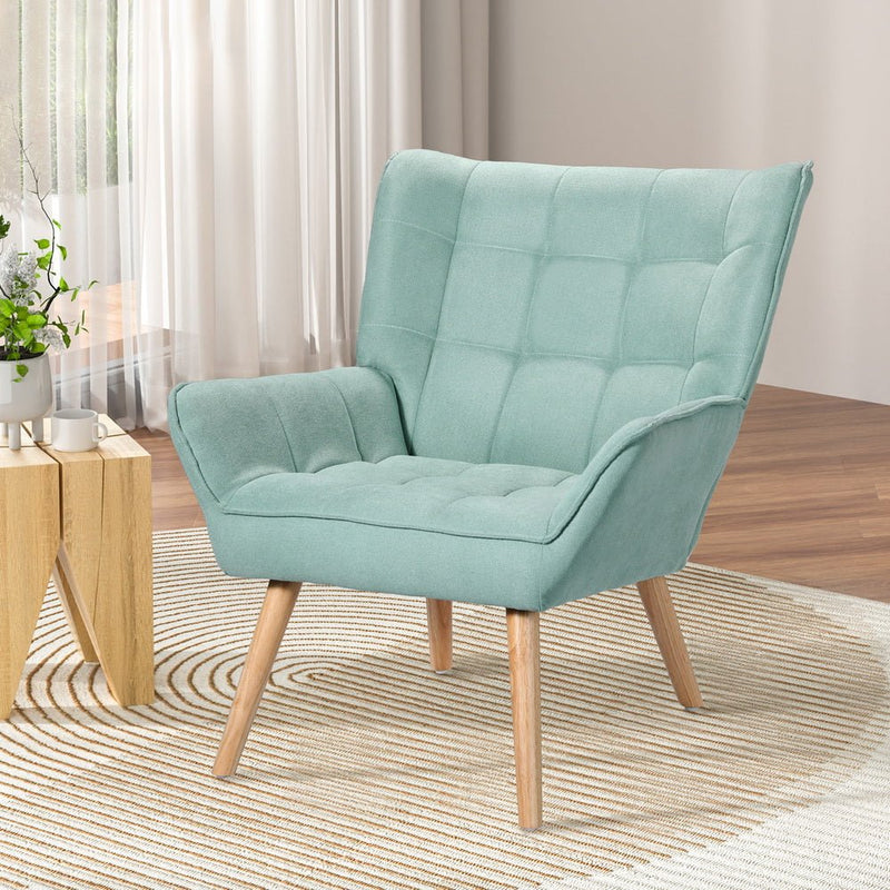 Artiss Armchair Lounge Chair Accent Chairs Sofa Linen Fabric Cushion Seat Blue - Furniture > Bar Stools & Chairs - Rivercity House & Home Co. (ABN 18 642 972 209)