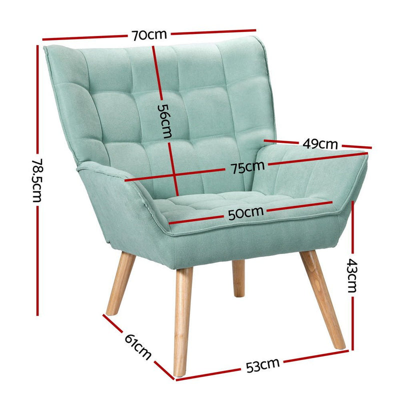 Artiss Armchair Lounge Chair Accent Chairs Sofa Linen Fabric Cushion Seat Blue - Furniture > Bar Stools & Chairs - Rivercity House & Home Co. (ABN 18 642 972 209)