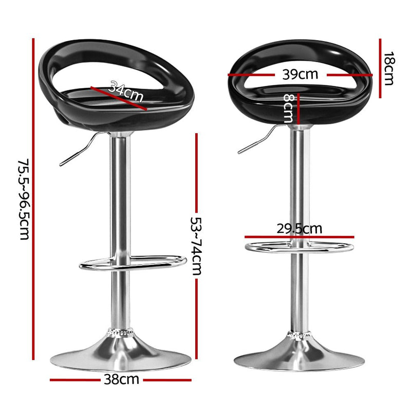 2 x Classic Style Gas Lift Bar Stools Black - Furniture > Bar Stools & Chairs - Rivercity House & Home Co. (ABN 18 642 972 209) - Affordable Modern Furniture Australia