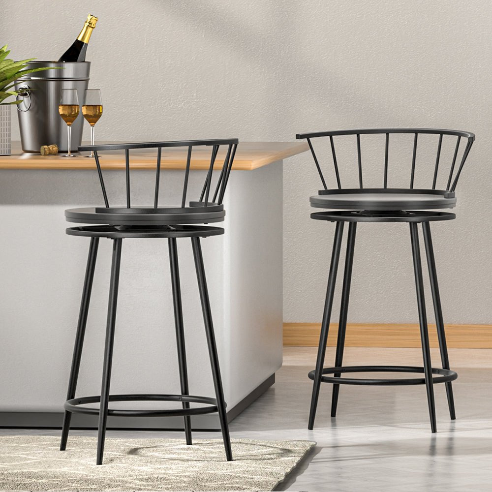 2 x Contemporary Swivel Bar Stools Black - Furniture > Bar Stools & Chairs - Rivercity House & Home Co. (ABN 18 642 972 209) - Affordable Modern Furniture Australia