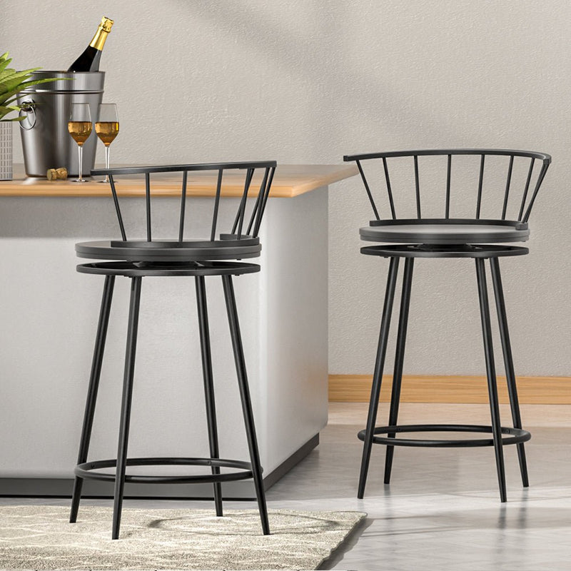 2 x Contemporary Swivel Bar Stools Black - Furniture > Bar Stools & Chairs - Rivercity House & Home Co. (ABN 18 642 972 209) - Affordable Modern Furniture Australia
