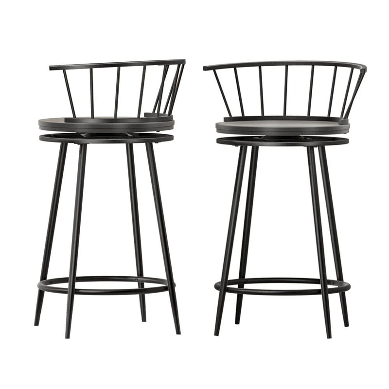 2 x Contemporary Swivel Bar Stools Black - Furniture > Bar Stools & Chairs - Rivercity House & Home Co. (ABN 18 642 972 209) - Affordable Modern Furniture Australia