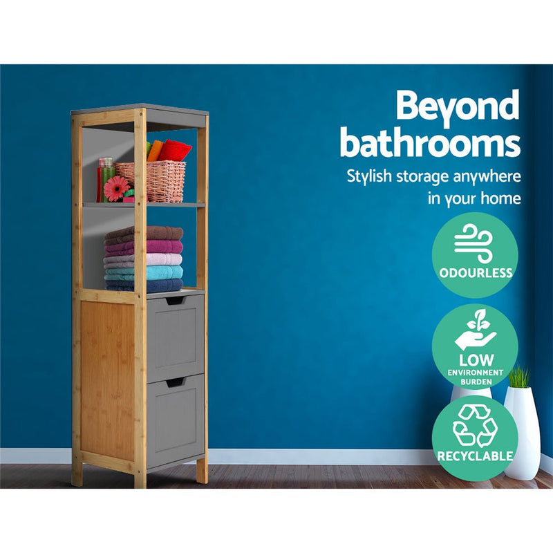 Artiss Bathroom Cabinet 115cm Bamboo Shelf - Furniture > Bathroom - Rivercity House & Home Co. (ABN 18 642 972 209) - Affordable Modern Furniture Australia