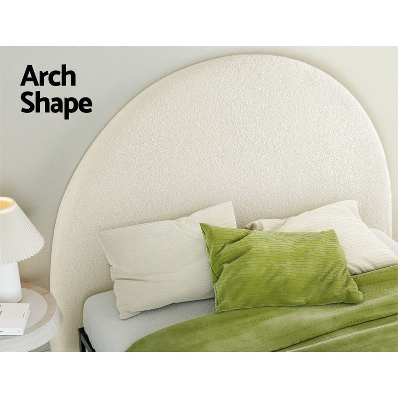 Artiss Bed Frame Double Size Bed Head Boucle Headboard Bedhead Base GREI White - Furniture > Bedroom - Rivercity House & Home Co. (ABN 18 642 972 209)