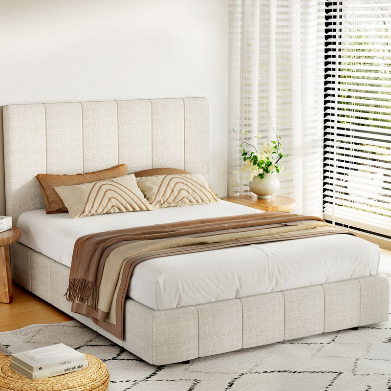 Artiss Bed Frame Double Size Beige TETTE - Furniture > Bedroom - Rivercity House & Home Co. (ABN 18 642 972 209) - Affordable Modern Furniture Australia