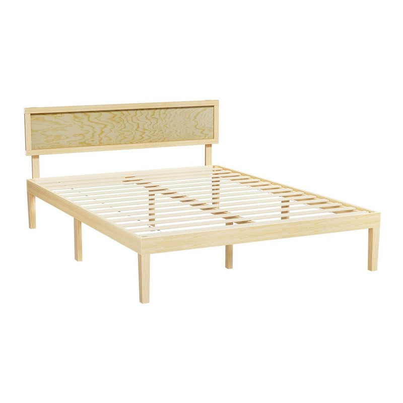 Artiss Bed Frame Double Size Wooden Base Mattress Platform Timber Pine YUMI - Furniture > Bedroom - Rivercity House & Home Co. (ABN 18 642 972 209)