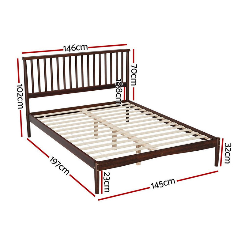 Vise Double Solid Pinewood Bed Frame Walnut - Furniture > Bedroom - Rivercity House & Home Co. (ABN 18 642 972 209) - Affordable Modern Furniture Australia