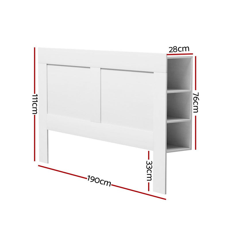 Artiss Bed Frame King Size Bed Head with Shelves Headboard Bedhead Base White - Furniture > Bedroom - Rivercity House & Home Co. (ABN 18 642 972 209)