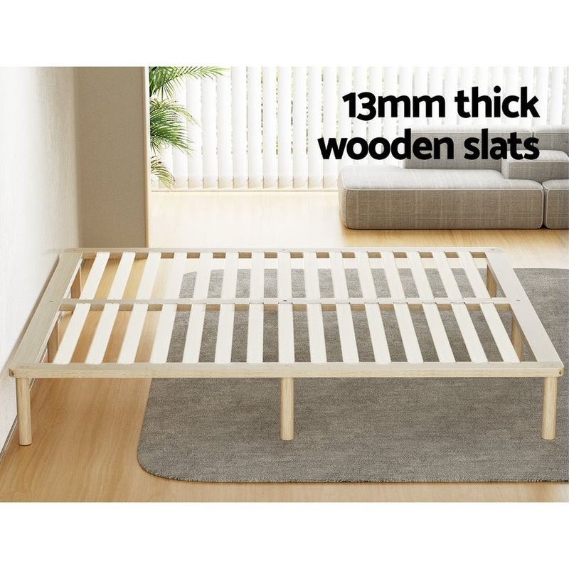 Amba Minimalist King Wooden Bed Frame Pine - Furniture > Bedroom - Rivercity House & Home Co. (ABN 18 642 972 209) - Affordable Modern Furniture Australia