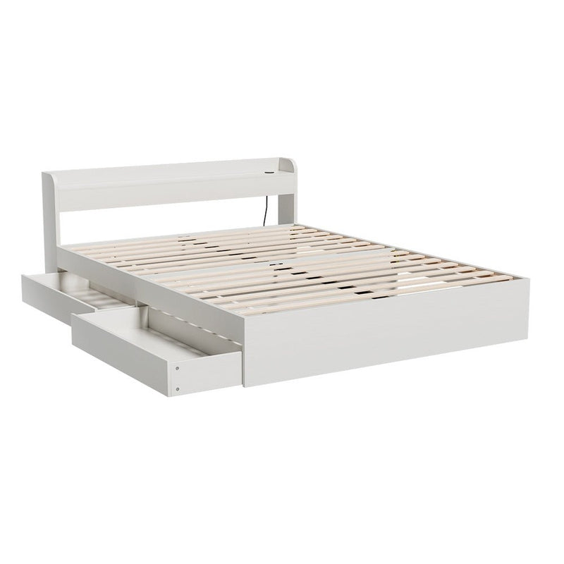 Artiss Bed Frame Queen Size Mattress Base wtih Charging Ports 2 Storage Drawers - Furniture > Living Room - Rivercity House & Home Co. (ABN 18 642 972 209)
