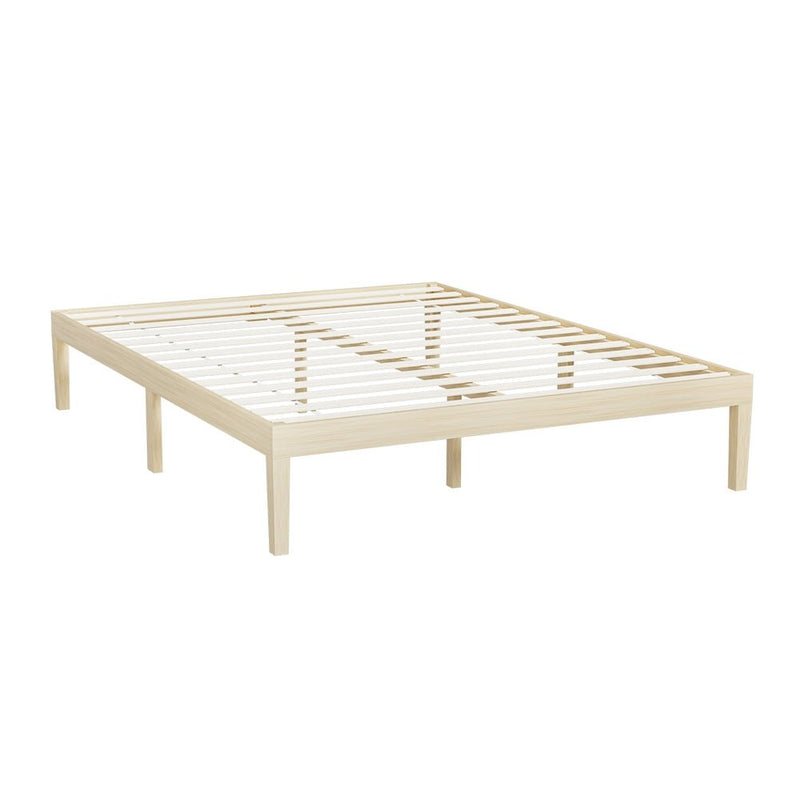 Artiss Bed Frame Queen Size Wooden Base Mattress Platform Timber Pine BRUNO - Furniture > Bedroom - Rivercity House & Home Co. (ABN 18 642 972 209)