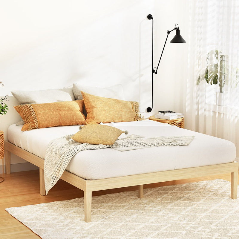 Artiss Bed Frame Queen Size Wooden Base Mattress Platform Timber Pine BRUNO - Furniture > Bedroom - Rivercity House & Home Co. (ABN 18 642 972 209)