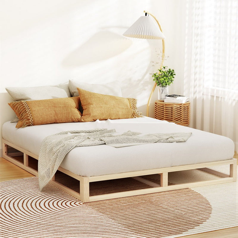 Kalam Minimalist Solid Pinewood Bed Frame - Queen - Furniture > Bedroom - Rivercity House & Home Co. (ABN 18 642 972 209) - Affordable Modern Furniture Australia