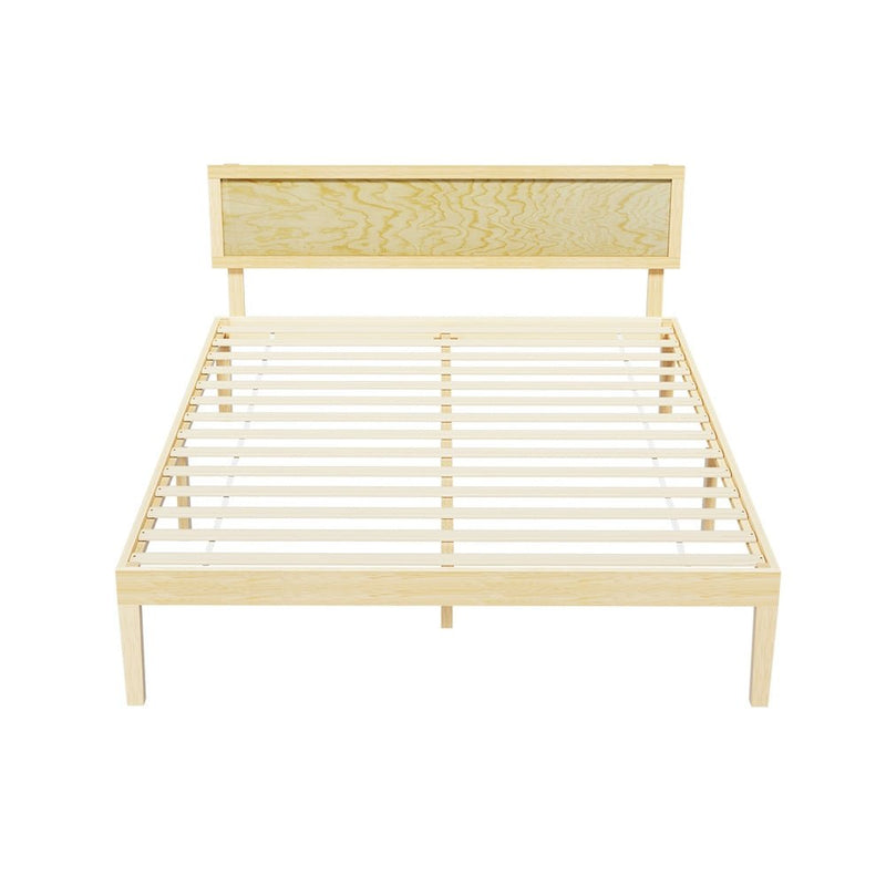 Artiss Bed Frame Queen Size Wooden Base Mattress Platform Timber Pine YUMI - Furniture > Bedroom - Rivercity House & Home Co. (ABN 18 642 972 209)
