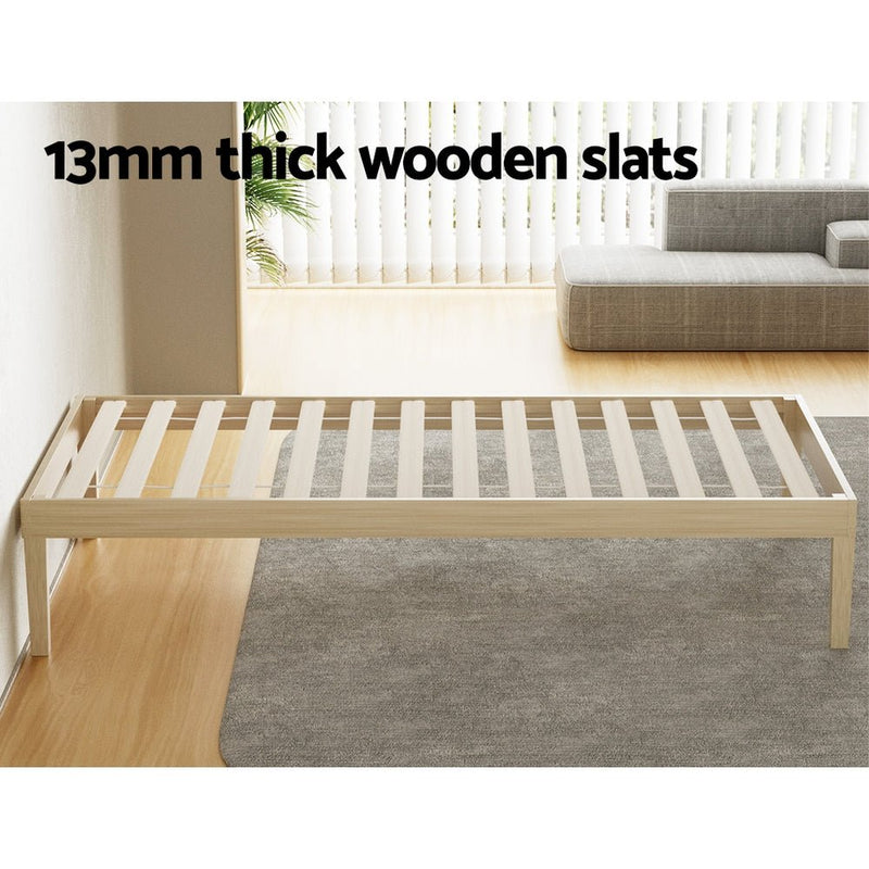 Artiss Bed Frame Single Size Wooden Base Mattress Platform Timber Pine BRUNO - Furniture > Bedroom - Rivercity House & Home Co. (ABN 18 642 972 209)