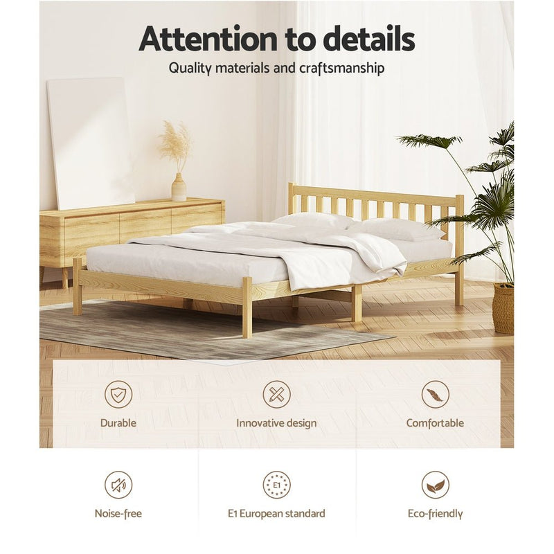 Bribie Wooden Double Bed Frame - Furniture > Bedroom - Rivercity House & Home Co. (ABN 18 642 972 209) - Affordable Modern Furniture Australia