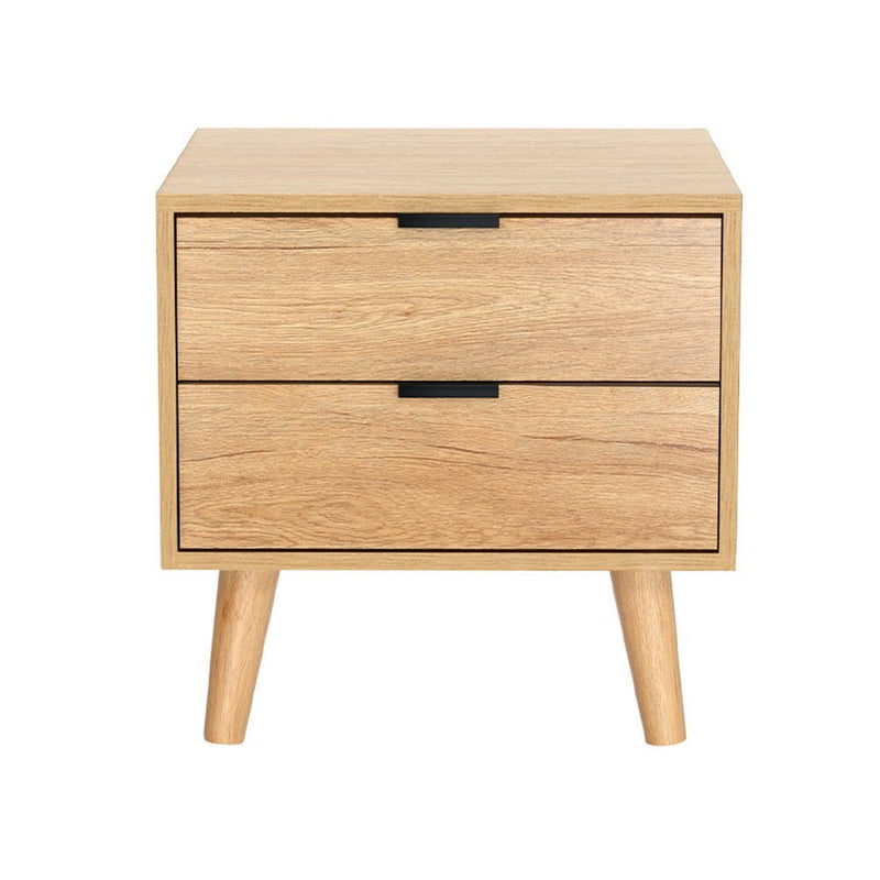 Artiss Bedside Table 2 Drawers Nightstand Side End Table Storage Cabinet Pine - Furniture > Bedroom - Rivercity House & Home Co. (ABN 18 642 972 209)