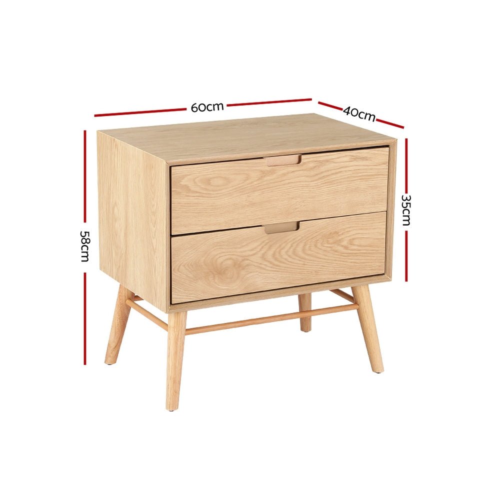 Gino Bedside Table With 2 Drawers - Pine - Furniture > Bedroom - Rivercity House & Home Co. (ABN 18 642 972 209) - Affordable Modern Furniture Australia