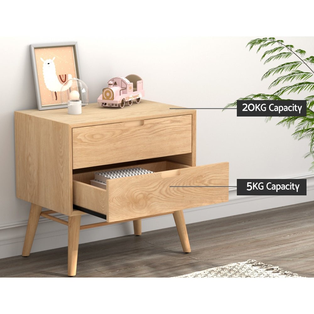 Gino Bedside Table With 2 Drawers - Pine - Furniture > Bedroom - Rivercity House & Home Co. (ABN 18 642 972 209) - Affordable Modern Furniture Australia