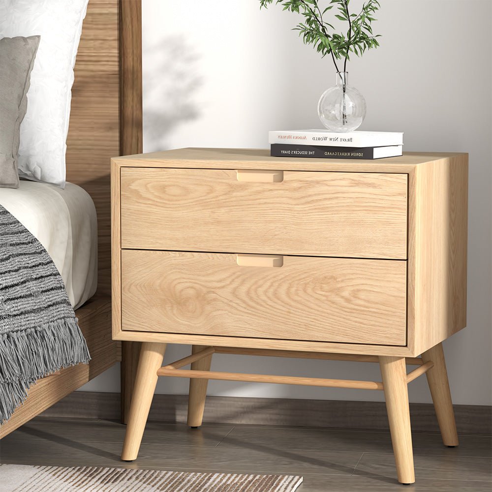 Gino Bedside Table With 2 Drawers - Pine - Furniture > Bedroom - Rivercity House & Home Co. (ABN 18 642 972 209) - Affordable Modern Furniture Australia