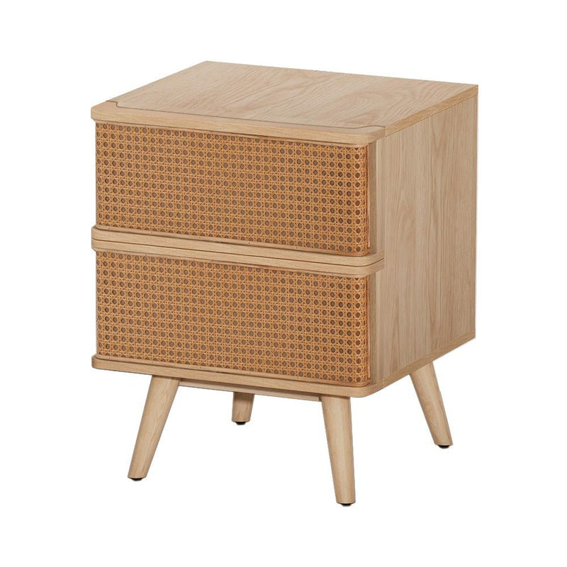 Artiss Bedside Table Rattan Side End Table 2 Drawers Nightstand Bedroom Storage - Furniture > Bedroom - Rivercity House & Home Co. (ABN 18 642 972 209)