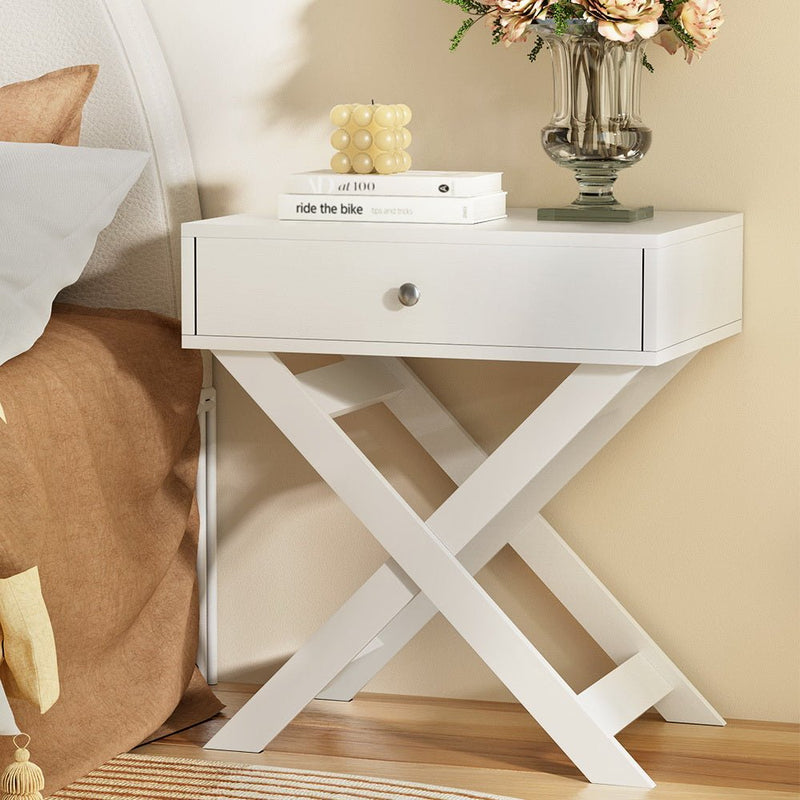 Artiss Bedside Table Side End Table Drawers Nightstand Bedroom Storage White - Furniture > Bedroom - Rivercity House & Home Co. (ABN 18 642 972 209)