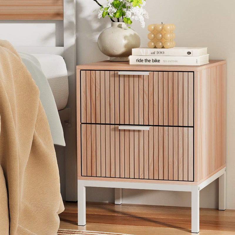 Artiss Bedside Table Side End Table Shelf Drawers Nightstand Storage Bedroom - Furniture > Bedroom - Rivercity House & Home Co. (ABN 18 642 972 209)