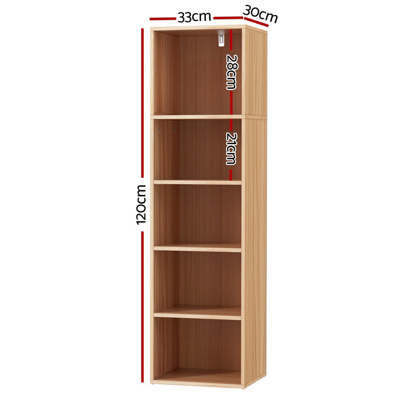 Artiss Bookshelf 5 Tiers MILO Pine - Furniture > Living Room - Rivercity House & Home Co. (ABN 18 642 972 209)