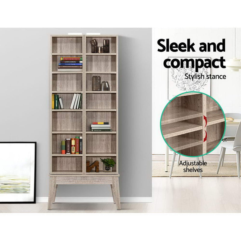 Bookshelf CD Storage Rack - BERG Oak - Furniture > Office - Rivercity House & Home Co. (ABN 18 642 972 209) - Affordable Modern Furniture Australia