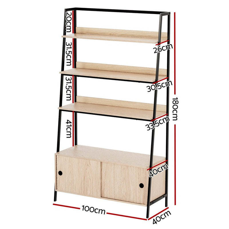 Artiss Bookshelf with Cabinet MIRA Oak - Furniture > Office - Rivercity House & Home Co. (ABN 18 642 972 209) - Affordable Modern Furniture Australia