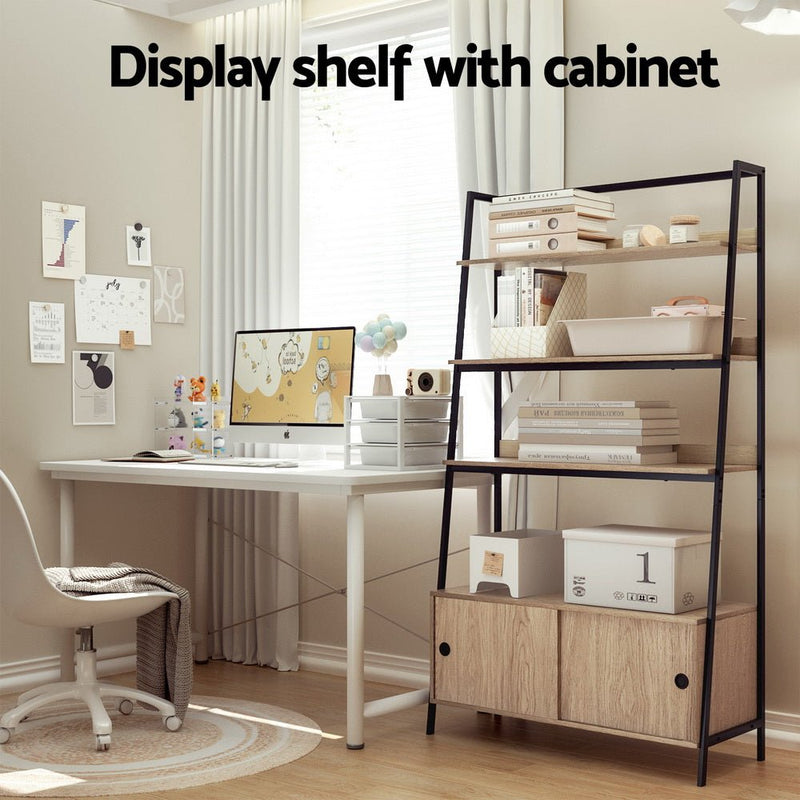 Artiss Bookshelf with Cabinet MIRA Oak - Furniture > Office - Rivercity House & Home Co. (ABN 18 642 972 209) - Affordable Modern Furniture Australia