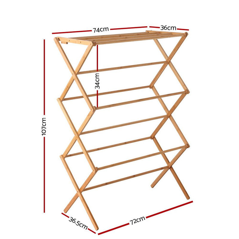 Foldable Bamboo Clothes Rack Airer - Furniture > Bedroom - Rivercity House & Home Co. (ABN 18 642 972 209) - Affordable Modern Furniture Australia