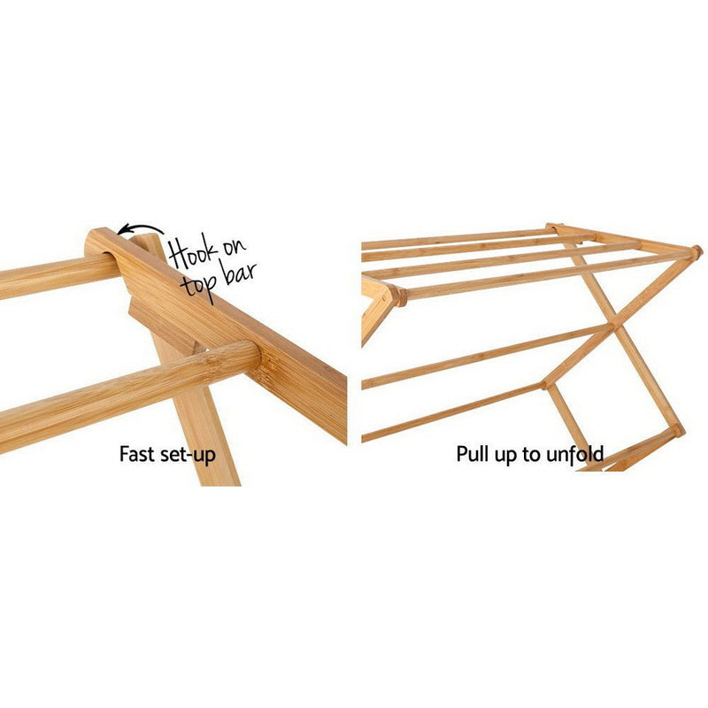 Foldable Bamboo Clothes Rack Airer - Furniture > Bedroom - Rivercity House & Home Co. (ABN 18 642 972 209) - Affordable Modern Furniture Australia