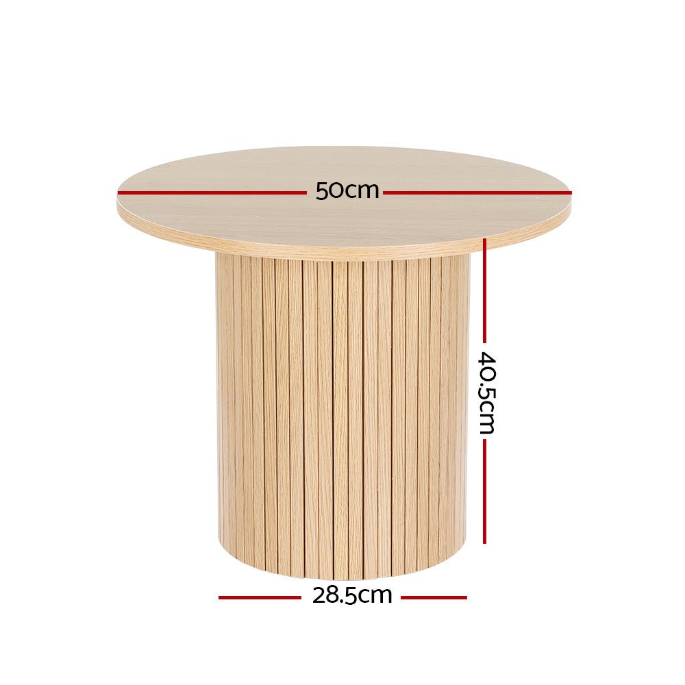 Pine Round Side Table with Fluted Base: Elegant Coffee Table Addition - Furniture > Living Room - Rivercity House & Home Co. (ABN 18 642 972 209) - Affordable Modern Furniture Australia