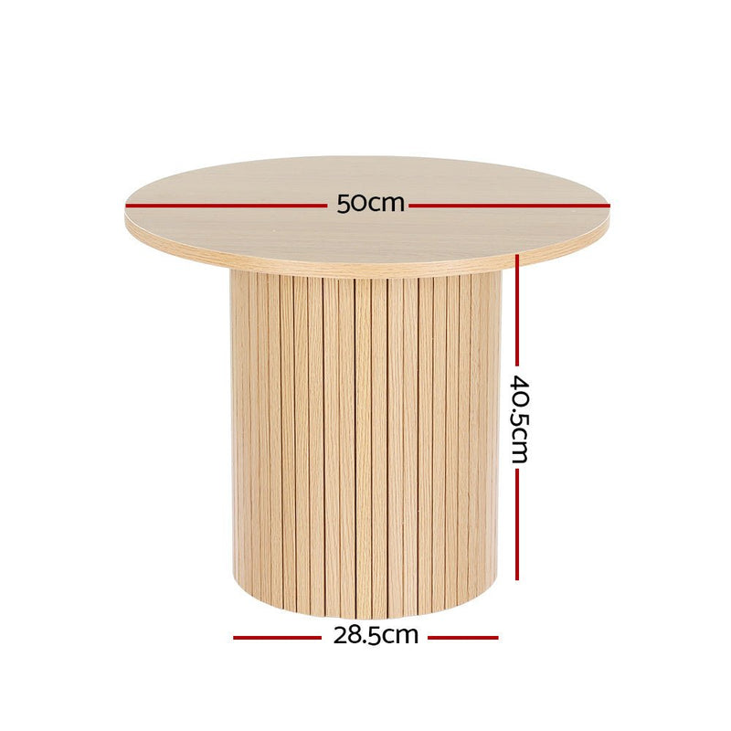 Artiss Coffee Table Round Side Table Fluted Base PIIA - Furniture > Living Room - Rivercity House & Home Co. (ABN 18 642 972 209)