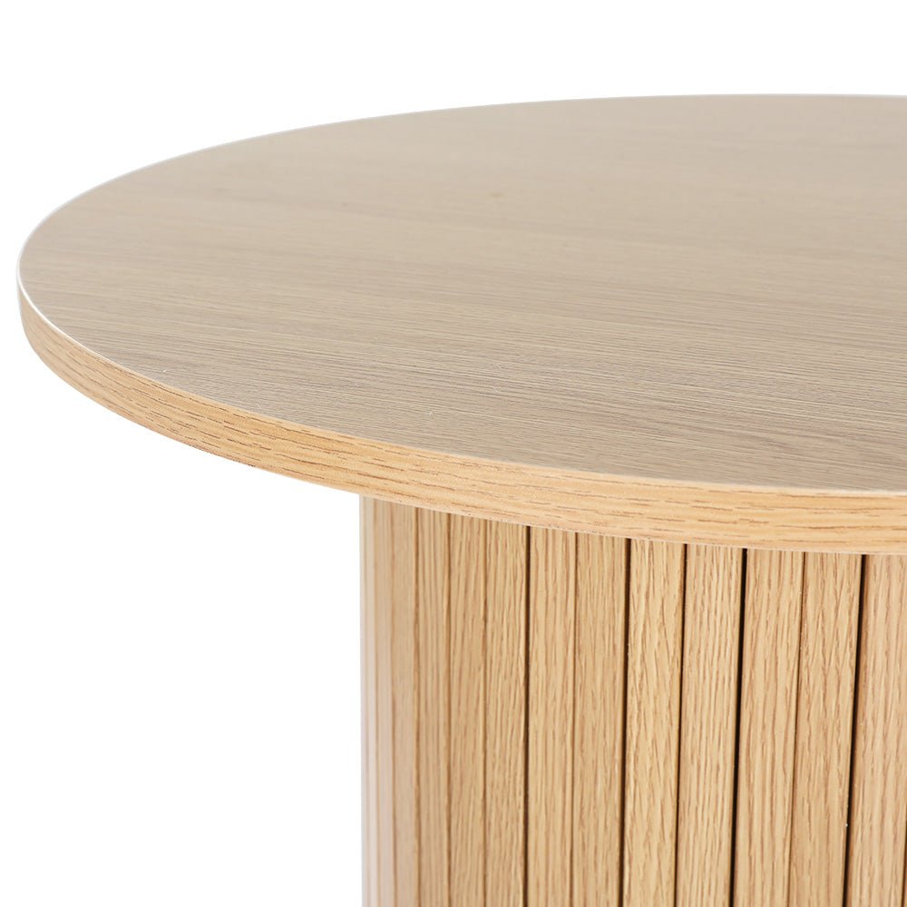 Pine Round Side Table with Fluted Base: Elegant Coffee Table Addition - Furniture > Living Room - Rivercity House & Home Co. (ABN 18 642 972 209) - Affordable Modern Furniture Australia