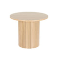 Pine Round Side Table with Fluted Base: Elegant Coffee Table Addition