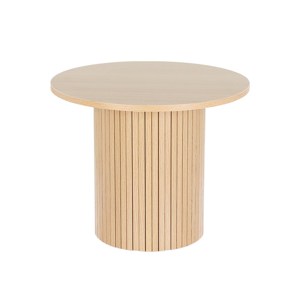 Pine Round Side Table with Fluted Base: Elegant Coffee Table Addition - Furniture > Living Room - Rivercity House & Home Co. (ABN 18 642 972 209) - Affordable Modern Furniture Australia