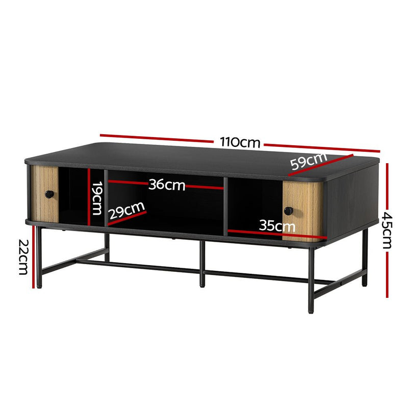 Two Tone Modern Style Coffee Table Sliding Drawer Doors - Furniture > Living Room - Rivercity House & Home Co. (ABN 18 642 972 209) - Affordable Modern Furniture Australia