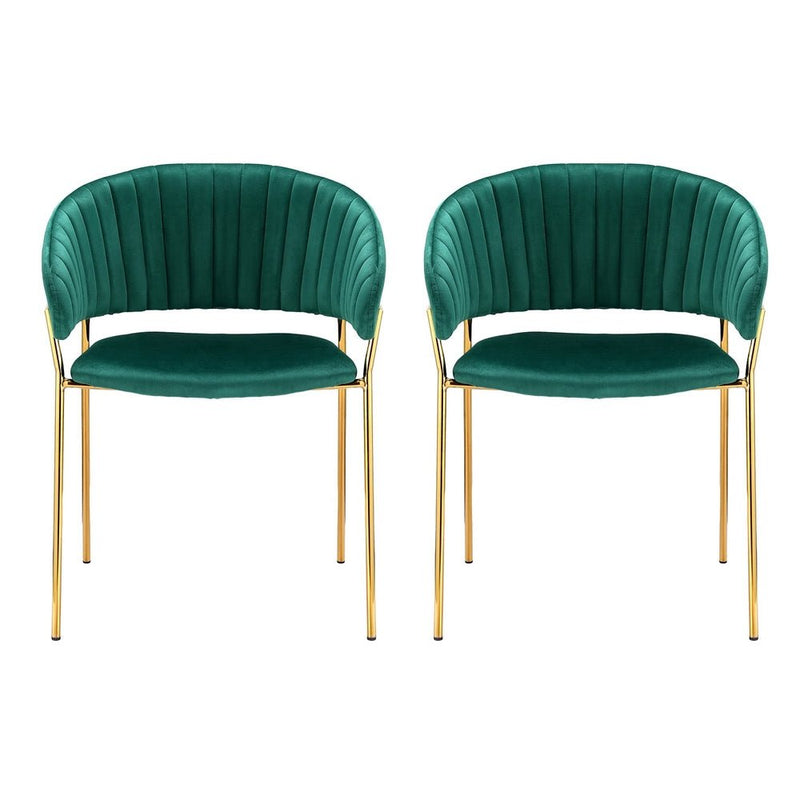 Artiss Dining Chairs Green Velvet Upholstered Set Of 2 Dalia - Furniture > Bar Stools & Chairs - Rivercity House & Home Co. (ABN 18 642 972 209) - Affordable Modern Furniture Australia